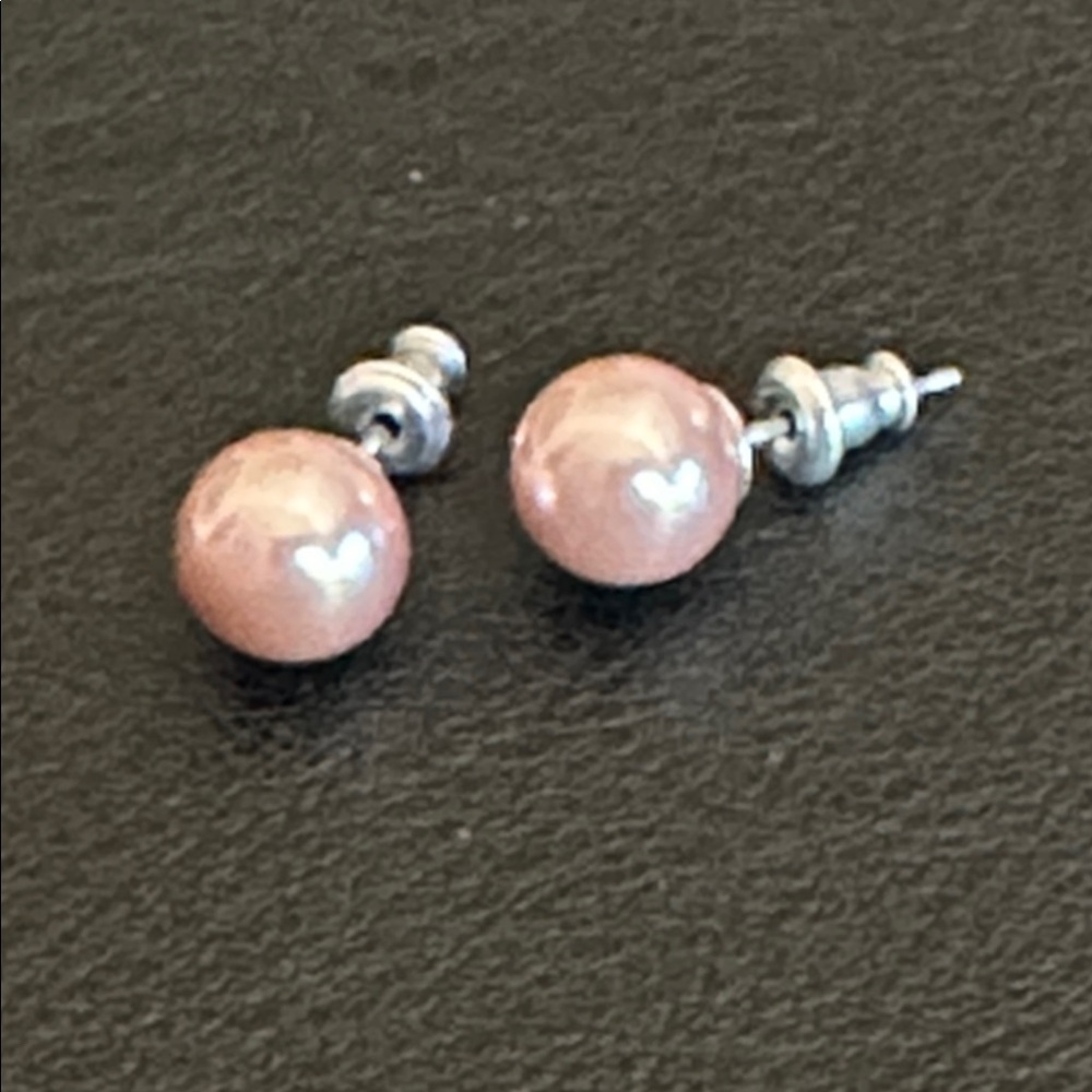 37.  Liz Claiborne Pale Pink Silver Tone Post Earrings New Old Stock